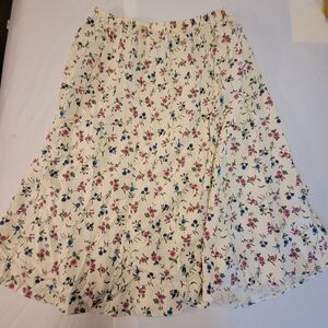 FR Woman Sport White Colorful Floral Lined Skirt Medium 33 Waist Elastic